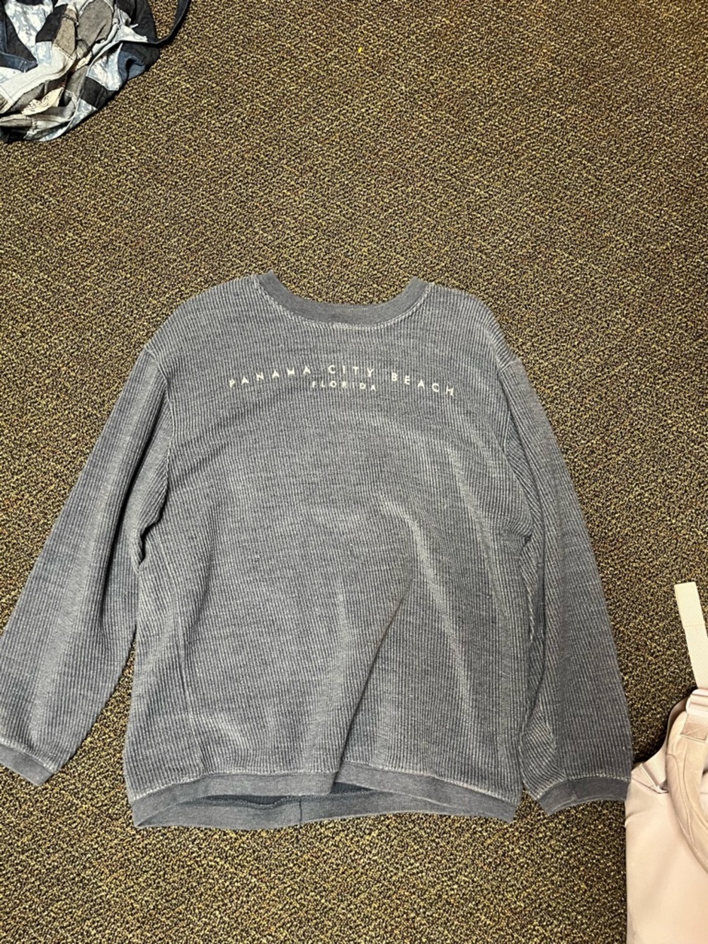 Gray Women's Waffle Knit Crewneck Sweater